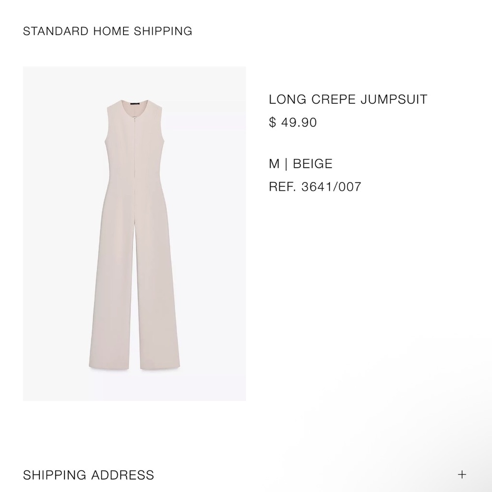 Zara Beige Crepe Sleeveless Jumpsuit